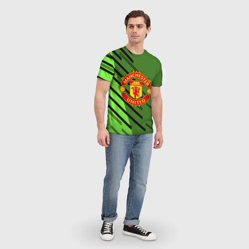 Мужская футболка 3D с принтом ФК Манчестер Юнайтед спорт, вид сбоку #3