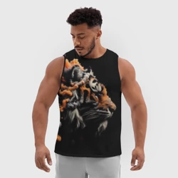 Мужская спортивная майка 3D Дымный тигр - фото 2