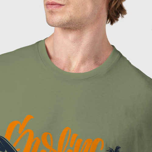 Мужская футболка хлопок Авто и серферская доска, цвет авокадо - фото 6