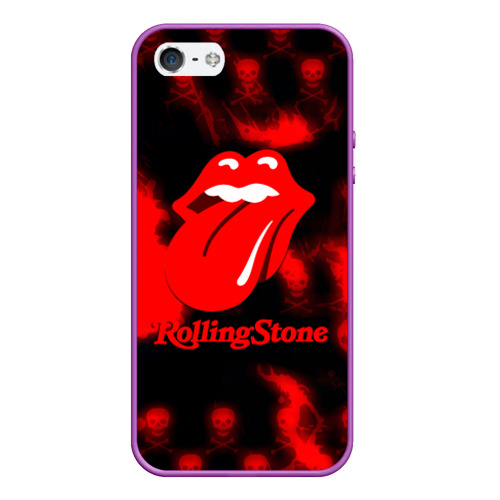 Чехол для iPhone 5/5S матовый Rolling Stone rock, цвет фиолетовый
