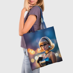 Шоппер 3D Девушка блондинка в блестящем платье в очках - фото 2