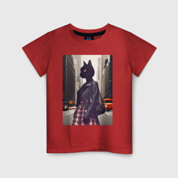 Детская футболка хлопок Cat fashionista - New York - ai art