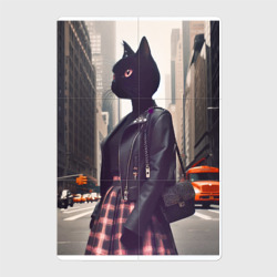 Магнитный плакат 2Х3 Cat fashionista - New York - ai art