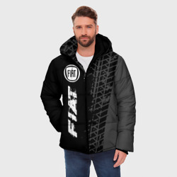Мужская зимняя куртка 3D Fiat speed на темном фоне со следами шин по-вертикали - фото 2
