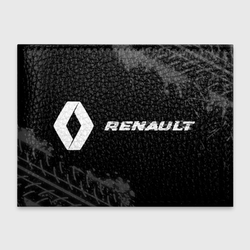 Обложка для студенческого билета Renault speed на темном фоне со следами шин по-горизонтали