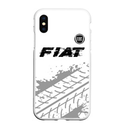 Чехол для iPhone XS Max матовый Fiat speed на светлом фоне со следами шин посередине