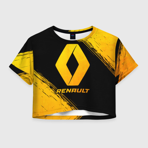 Женская футболка Crop-top 3D Renault - gold gradient, цвет 3D печать