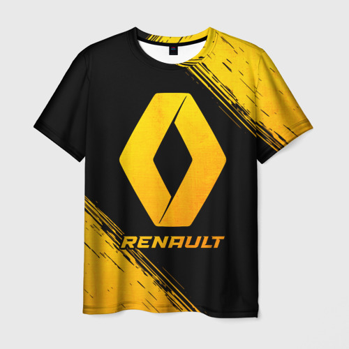 Мужская футболка с принтом Renault - gold gradient, вид спереди №1