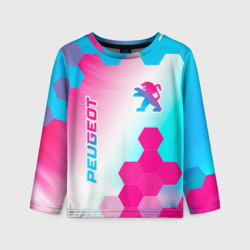 Детский лонгслив 3D Peugeot neon gradient style вертикально