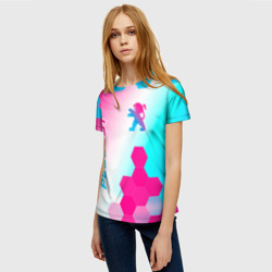 Женская футболка 3D Peugeot neon gradient style вертикально - фото 2