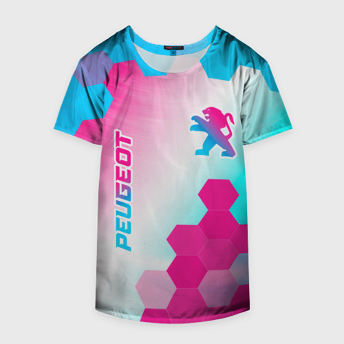 Накидка на куртку 3D Peugeot neon gradient style вертикально, цвет 3D печать - фото 4