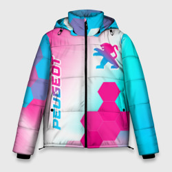 Мужская зимняя куртка 3D Peugeot neon gradient style вертикально