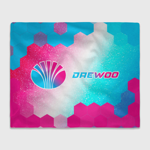 Плед 3D Daewoo neon gradient style по-горизонтали, цвет 3D (велсофт)