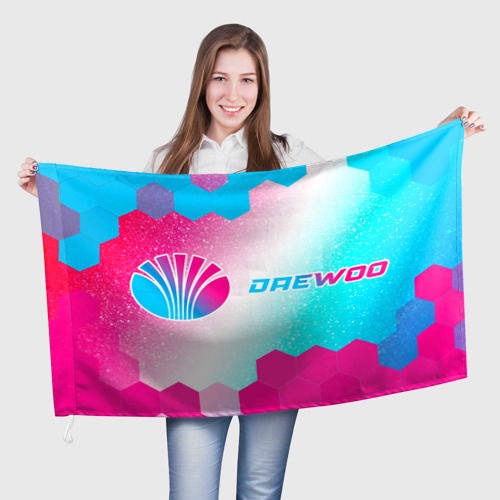 Флаг 3D Daewoo neon gradient style по-горизонтали