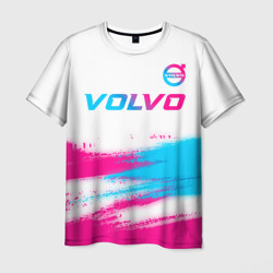 Мужская футболка 3D Volvo neon gradient style посередине