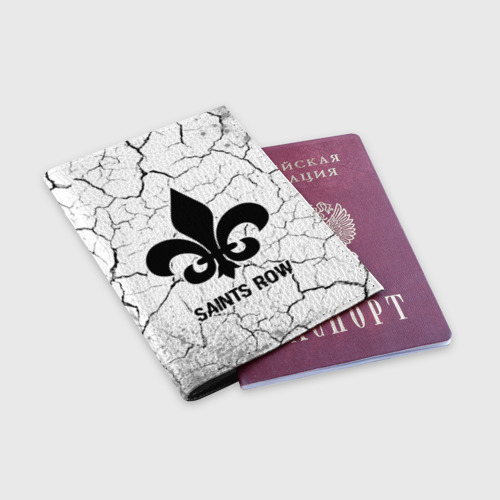 Обложка для паспорта матовая кожа Saints Row glitch на светлом фоне - фото 3