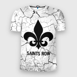 Мужская футболка 3D Slim Saints Row glitch на светлом фоне