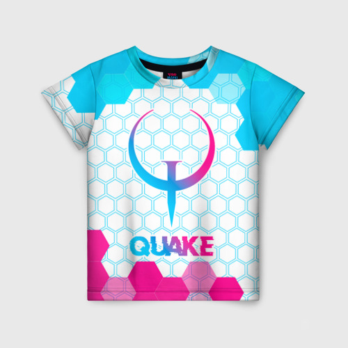 Детская футболка 3D с принтом Quake neon gradient style, вид спереди #2