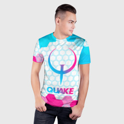 Мужская футболка 3D Slim Quake neon gradient style - фото 2