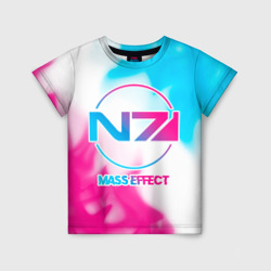 Детская футболка 3D Mass Effect neon gradient style