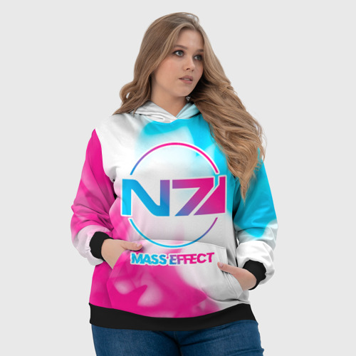 Женская толстовка 3D Mass Effect neon gradient style, цвет 3D печать - фото 6