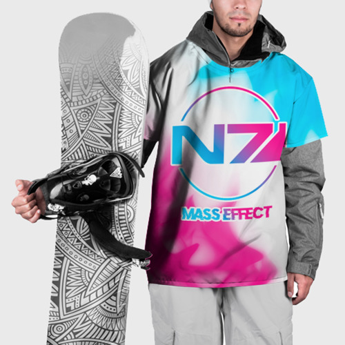 Накидка на куртку 3D Mass Effect neon gradient style, цвет 3D печать