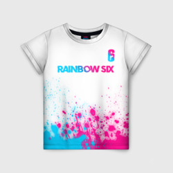 Детская футболка 3D Rainbow Six neon gradient style посередине