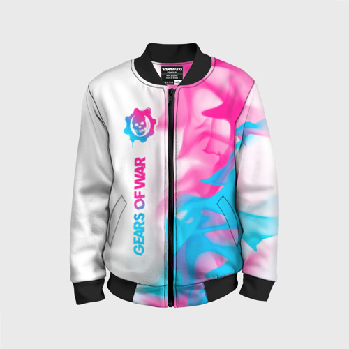 Детский бомбер 3D Gears of War neon gradient style по-вертикали, цвет черный