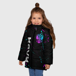 Зимняя куртка для девочек 3D Илья и неоновый герб России вертикально - фото 2