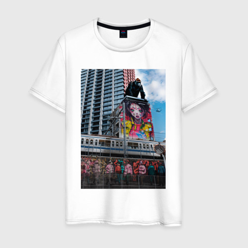 Мужская футболка хлопок с принтом MoMo - Токио, вид спереди #2