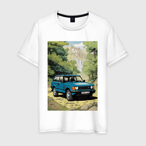 Мужская футболка из хлопка с принтом Land Rover - Range Rover 1998, вид спереди №1