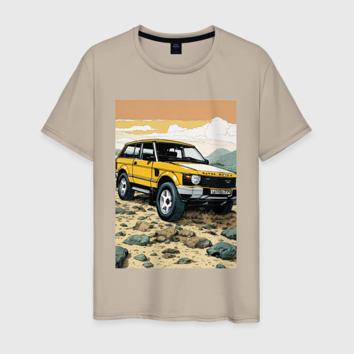 Мужская футболка хлопок Land Rover discovery, цвет миндальный