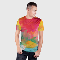 Мужская футболка 3D Slim Спектр акварели - фото 2