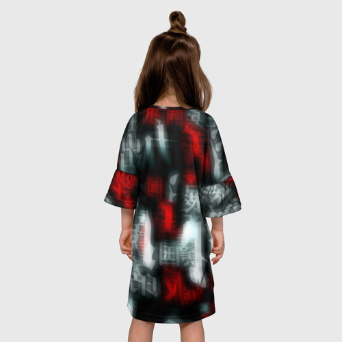 Детское платье 3D с принтом Токийские мстители иероглифы мстителя, вид сзади #2