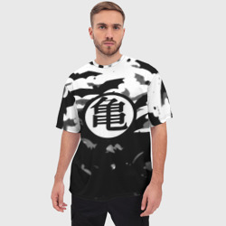 Мужская футболка oversize 3D Dragon Ball: Goku turtle Hermit Symbol - chinese hieroglyph with bats - фото 2