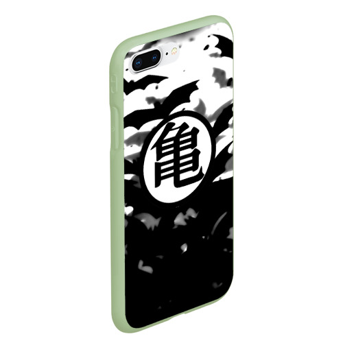 Чехол для iPhone 7Plus/8 Plus матовый Dragon Ball: Goku turtle Hermit Symbol - chinese hieroglyph with bats, цвет салатовый - фото 3