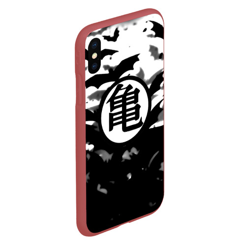 Чехол для iPhone XS Max матовый Dragon Ball: Goku turtle Hermit Symbol - chinese hieroglyph with bats, цвет красный - фото 3