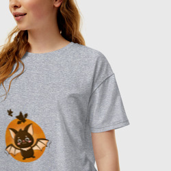 Женская футболка хлопок Oversize Милая летучая мышь - фото 2