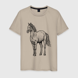 Лошадь стоит – Мужская футболка хлопок с принтом купить со скидкой в -20%