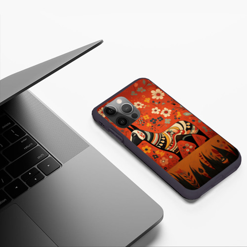 Чехол для iPhone 12 Pro с принтом Бультерьер в фолк-арт стиле, фото #4