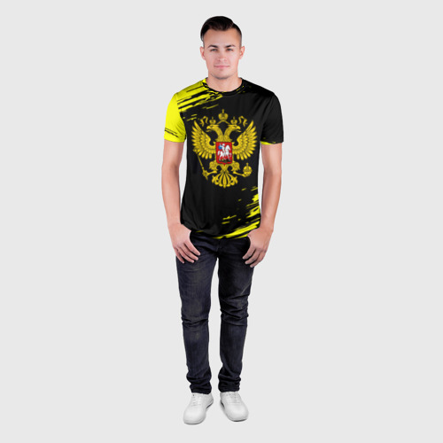 Мужская футболка 3D Slim с принтом Имперская Россия герб, вид сбоку #3
