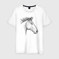 Голова лошади в профиль – Мужская футболка хлопок с принтом купить со скидкой в -20%