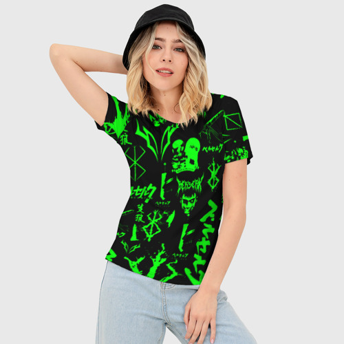 Женская футболка 3D Slim Berserk neon green, цвет 3D печать - фото 3