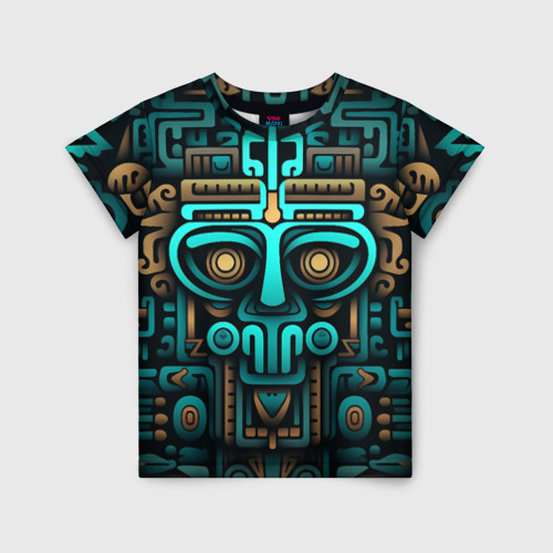 Детская футболка 3D с принтом Орнамент в ацтекском стиле, вид спереди #2