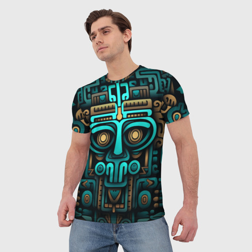 Мужская футболка 3D с принтом Орнамент в ацтекском стиле, фото на моделе #1