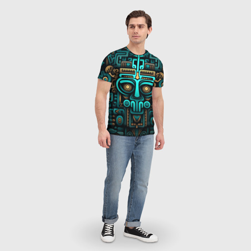 Мужская футболка 3D с принтом Орнамент в ацтекском стиле, вид сбоку #3