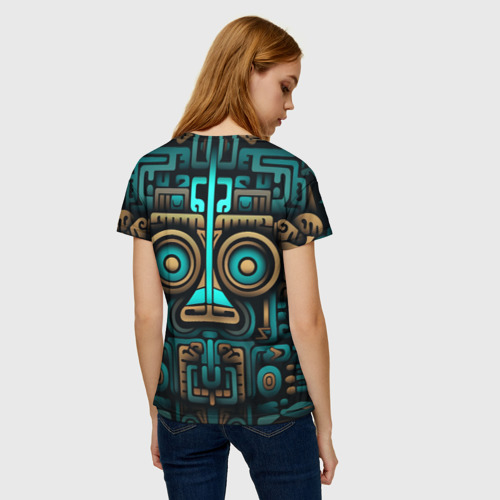 Женская футболка 3D с принтом Орнамент в ацтекском стиле, вид сзади #2