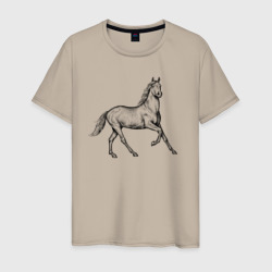 Лошадь скачет в профиль – Мужская футболка хлопок с принтом купить со скидкой в -20%