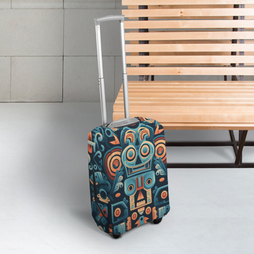 Чехол для чемодана 3D Симметричный абстрактный паттерн в ацтекском стиле, цвет 3D печать - фото 3