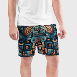 Мужские шорты спортивные Симметричный абстрактный паттерн в ацтекском стиле - фото 2
